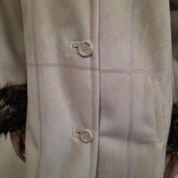 Vintage Penny Lane Coat 90s Y2K Beige Faux Fur Faux Suede Full length Size M - Picture 4 of 12